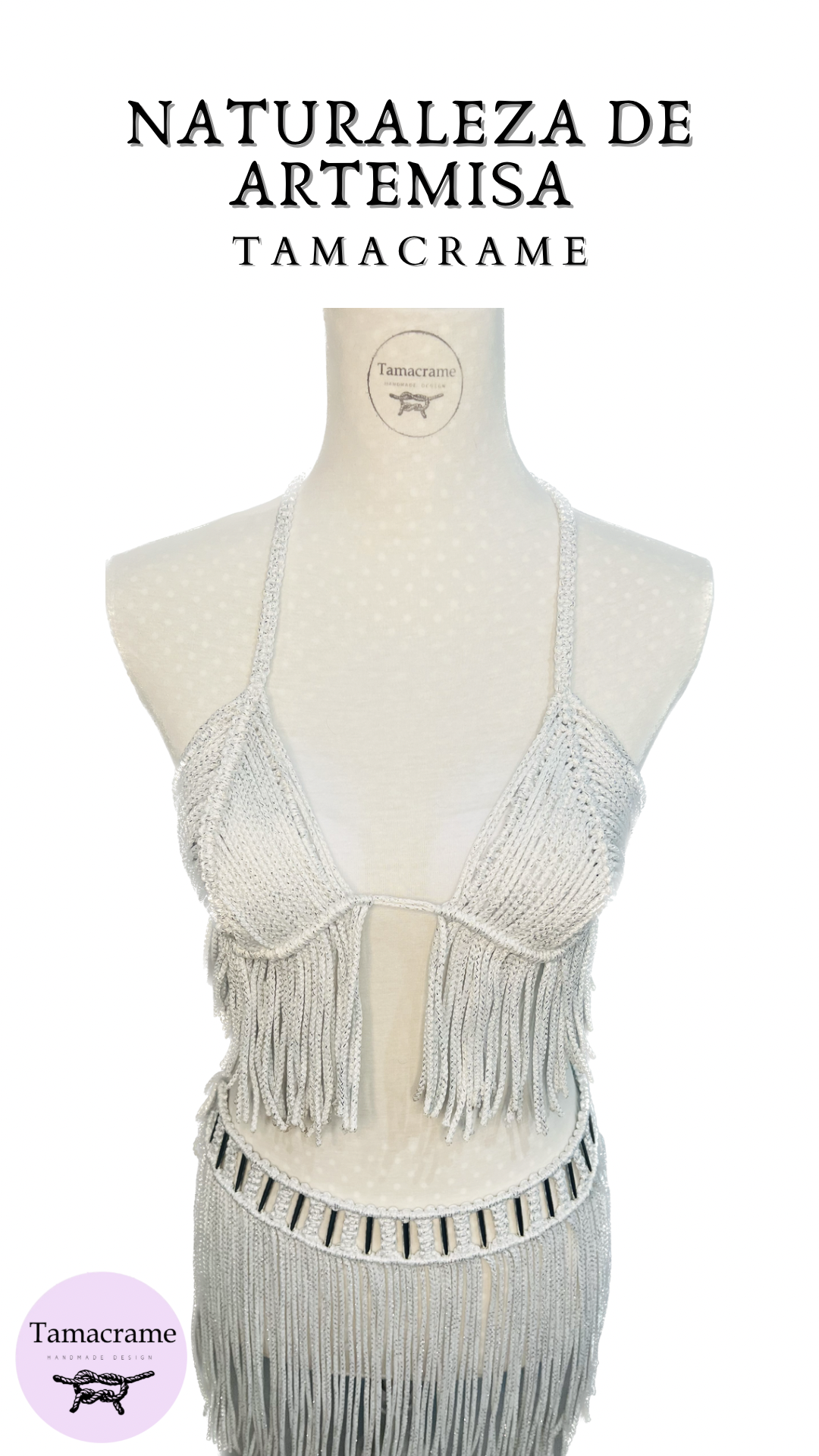 Conjunto de Macramé Top bikini + Falda Naturaleza de Artemisa