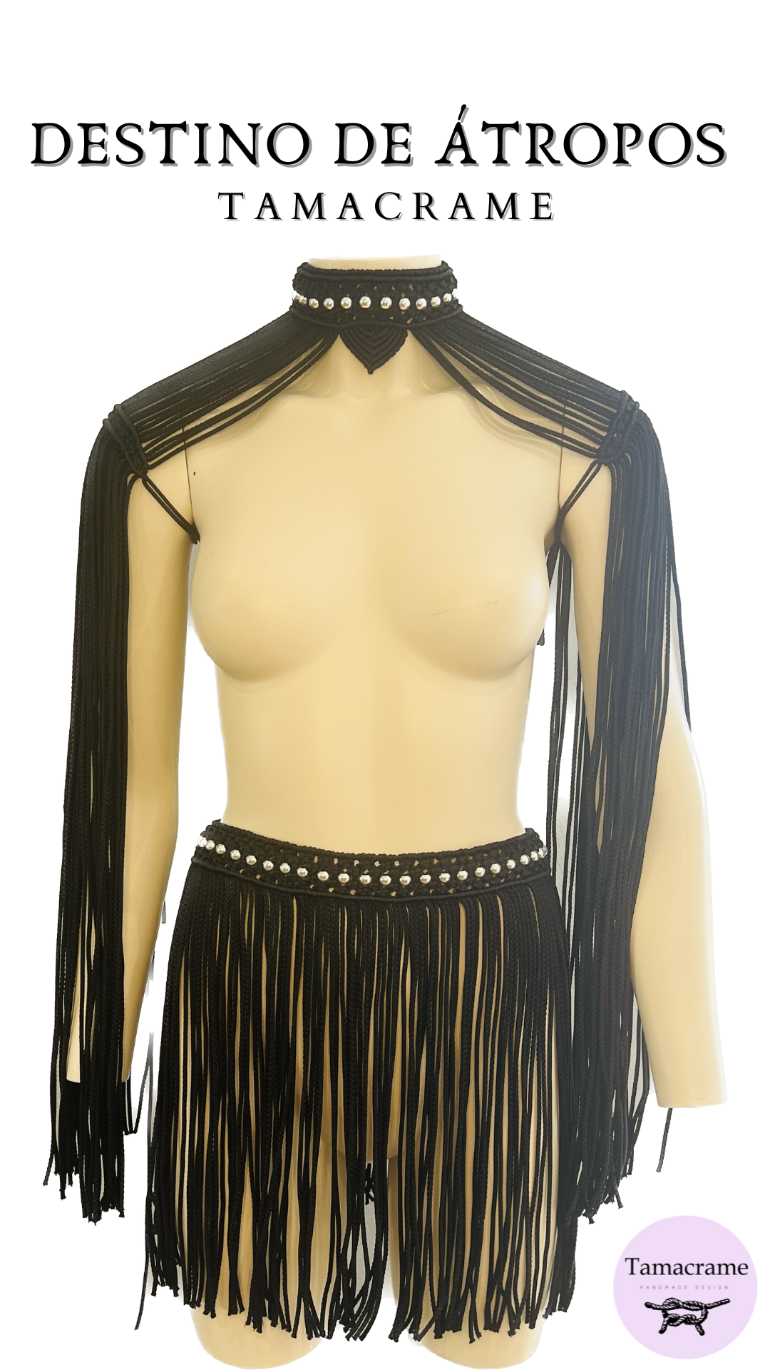 Conjunto de Macramé Hombrera + Falda Destino de Átropos